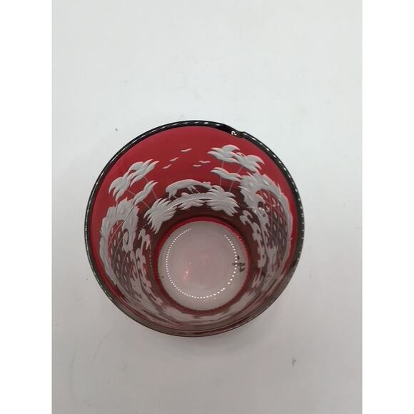 Antique Egermann Bohemian Czech Ruby Cut to Clear Flip Glass Vase (AS-IS) - Picture 6 of 8